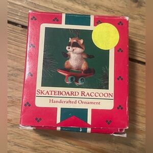 Hallmark Vintage Skateboard Raccoon Ornament 1985